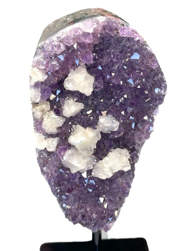 DEEP PURPLE AMETHYST WITH CALCITE ON STAND FROM BRAZIL - Image 3