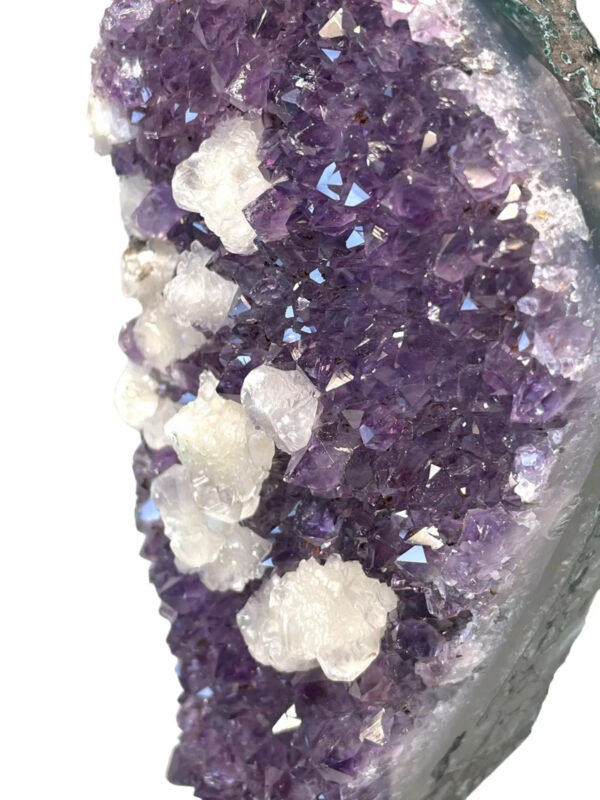 DEEP PURPLE AMETHYST WITH CALCITE ON STAND FROM BRAZIL - Image 7