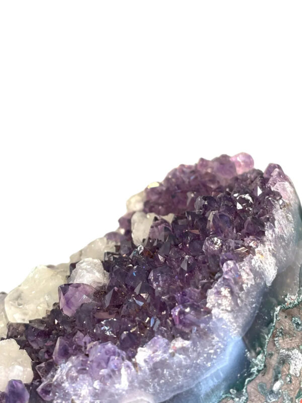 DEEP PURPLE AMETHYST WITH CALCITE ON STAND FROM BRAZIL - Image 6