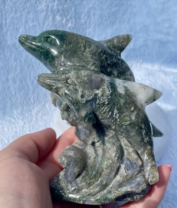 MOSS AGATE CARVED DOPLHINS - Image 3