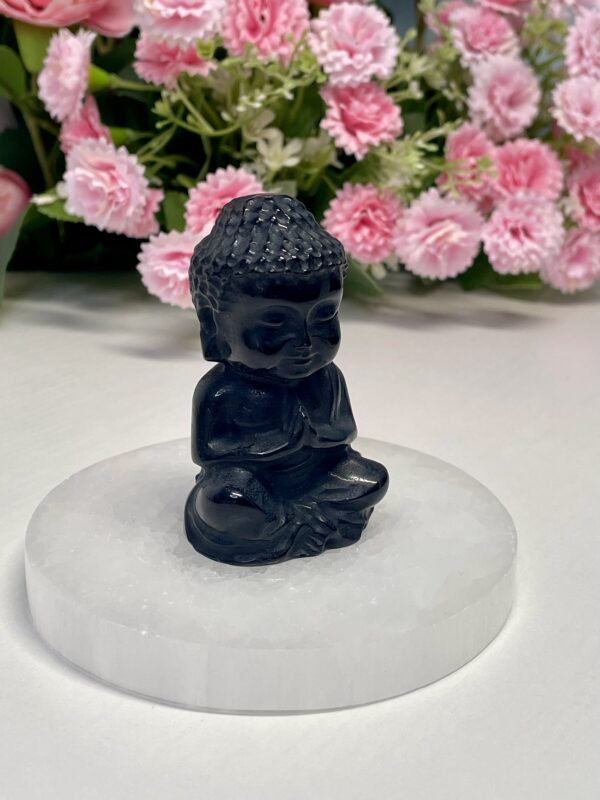 BLACK OBSIDIAN CARVED BUDDHA - Image 2