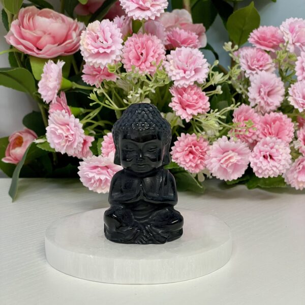 BLACK OBSIDIAN CARVED BUDDHA