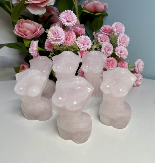 ROSE QUARTZ CARVED LADY BODY