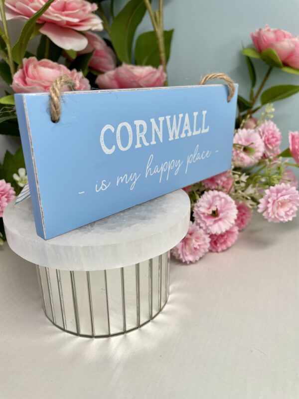 CUTE WOODEN HANGING SIGN / GIFT CORNWALL IS MY HAPPY PLACE - Image 3