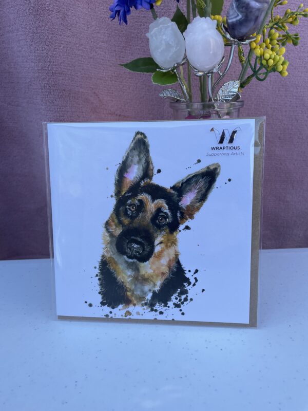 GREETING CARD - SPLATTER GERMAN SHEPHERD BY KATHERINE WILLIAMS