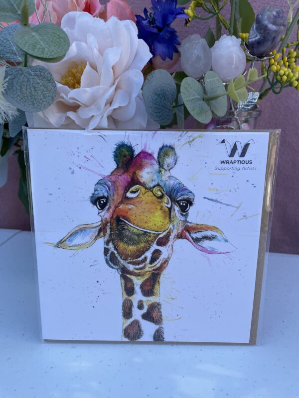 GREETING CARD - SPLATTER RAINBOW GIRAFFE BY KATHERINE WILLIAMS