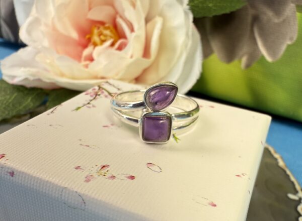 BEAUTIFUL 925 SILVER AMETHYST RING SIZE P - Image 5