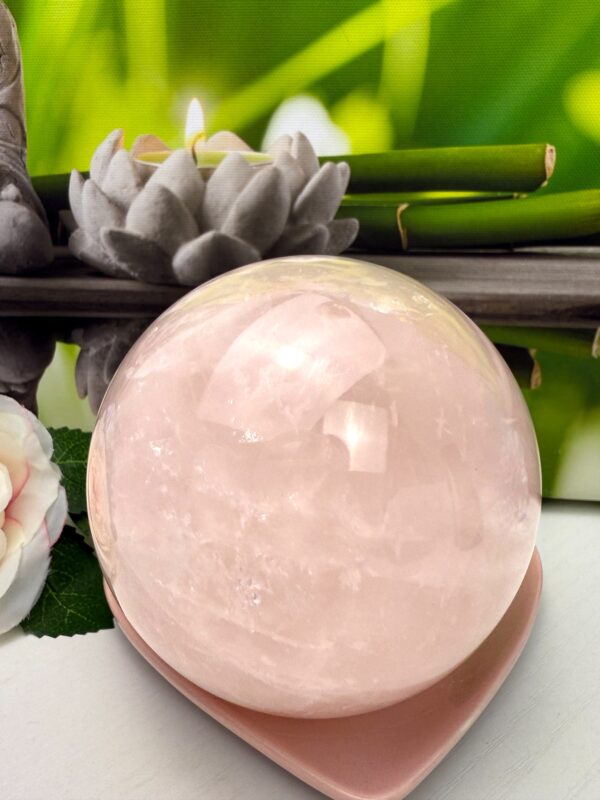 LARGE ROSE QUARTZ SPHERE 1.2KG - Image 3