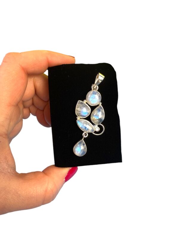 STUNNING TEAR DROPLETS LARGE MOONSTONE PENDANT FULLY SET IN 925 SILVER - Image 4